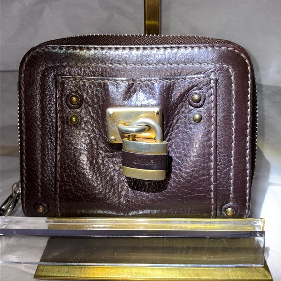 Chloe Handbags - Chloe Dark Paddington Brown Leather Wallet with Gold Lock